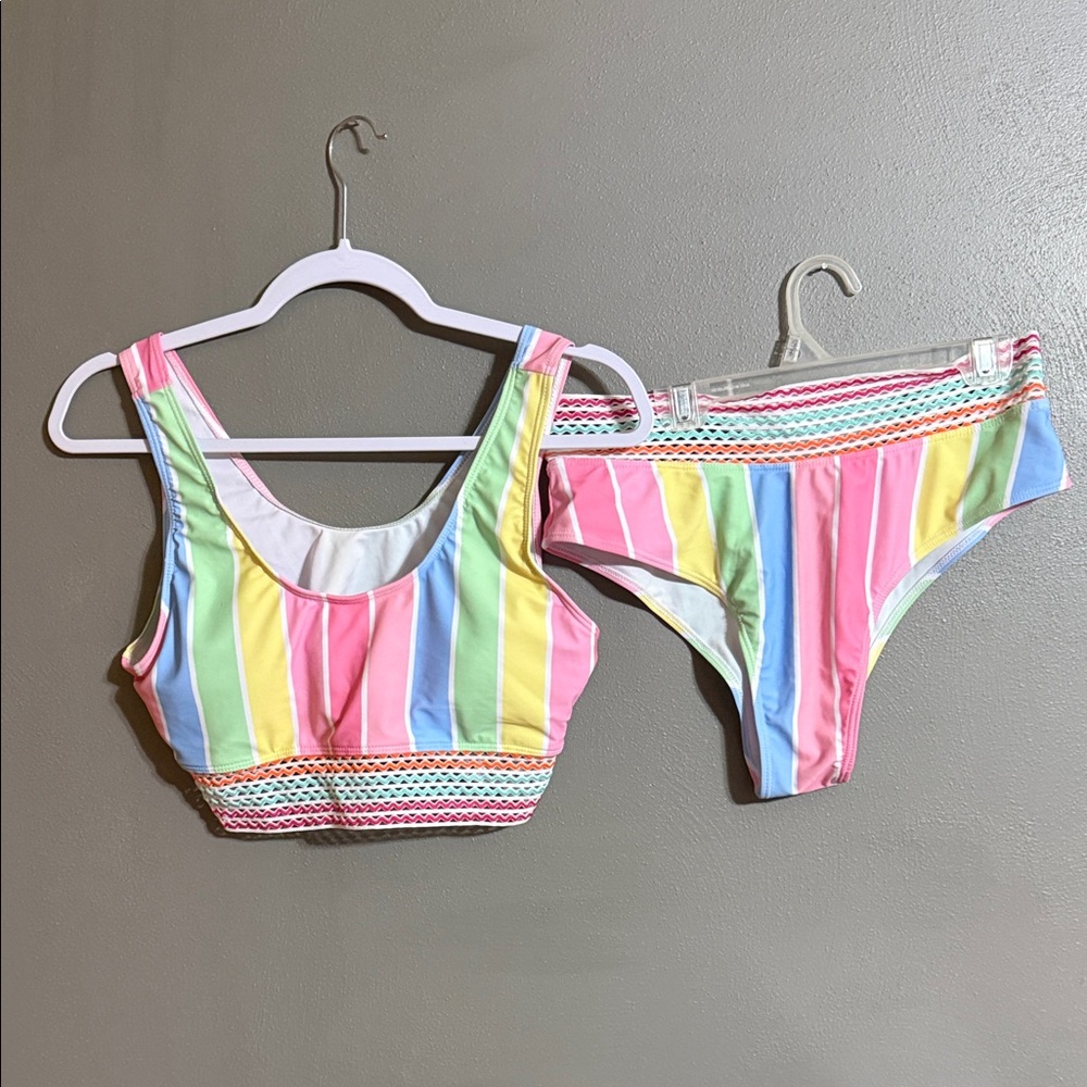 Pastel Striped Bikini Set